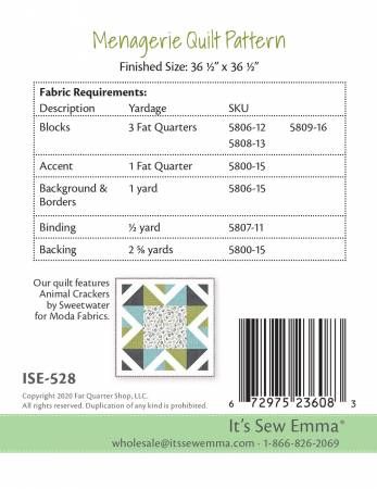 Menagerie Little P Quilt Pattern # ISE-528