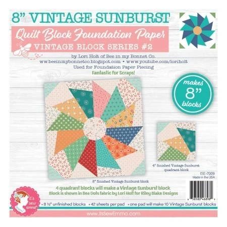 8in Vintage Sunbursts Quilt Block Foundation Papers # ISE-7009