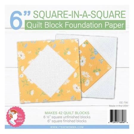 6in Square in a Square Quilt Block Foundation Paper # ISE-796