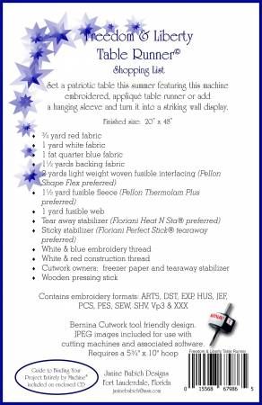 CD Freedom & Liberty Table Runner Machine Embroidery # JBDFLTR