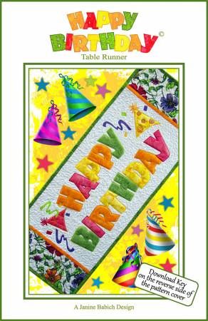 Happy Birthday Table Runner Machine Embroidery # JBDHB