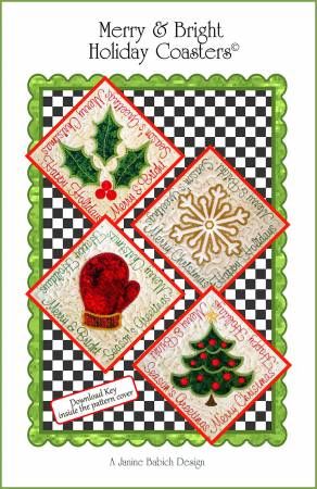 Merry & Bright Holiday Coasters Machine Embroidery # JBDMBC