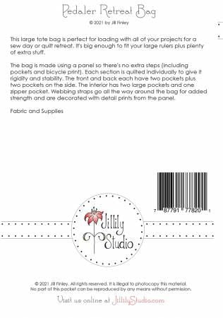 Pedaler Retreat Bag Pattern # JILL2105