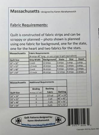 Massachusetts Quilt Pattern # KA-021