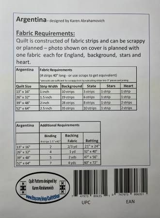 Argentina Quilt Pattern # KA-051
