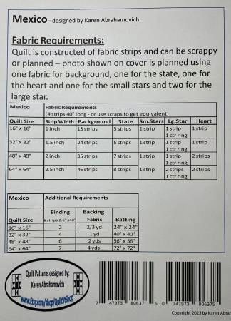 Mexico Quilt Pattern # KA-064