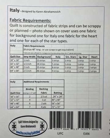 Italy Quilt Pattern # KA-067