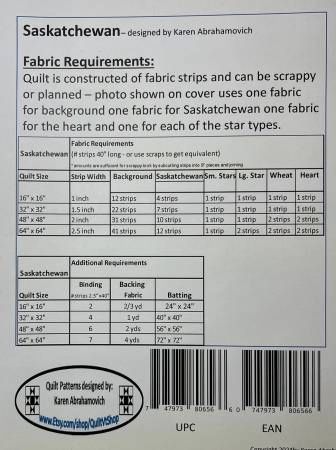 Saskatchewan Canadian Provence Quilt Pattern # KA-083