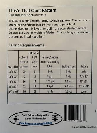 This'n That Quilt Pattern # KA-086