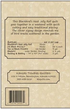 Bird Tracks Blackbird's Nest Jelly Roll Quilt # KT-24107