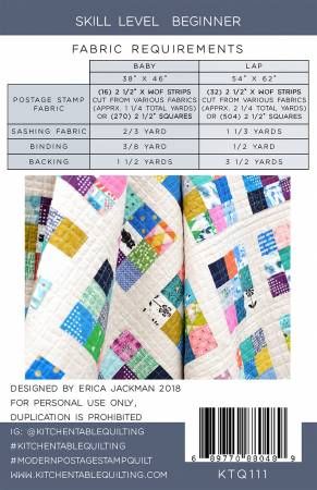 Modern Postage Stamp Quilt Pattern # KTQ111