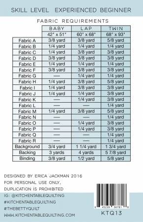 The Betty Quilt Pattern # KTQ13