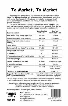 To Market, To Market Tote & Tag # PBA189