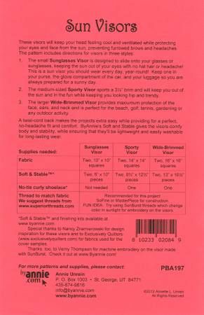 Sun Visors # PBA197, From ByAnnie By Unrein, Annie In Wearables