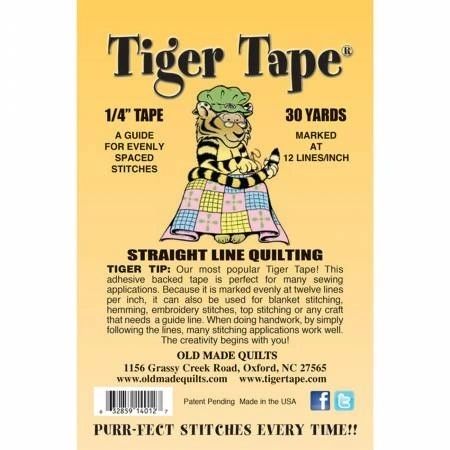 Tiger Tape Straight Line Quilting 1/4in x 30yd Roll 12 Lines Per Inch # TT-1412