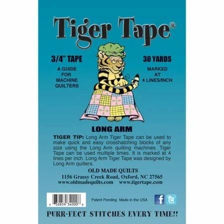 Tiger Tape Longarm 3/4in x 30yd Roll 4 Lines Per Inch # TT-LAT