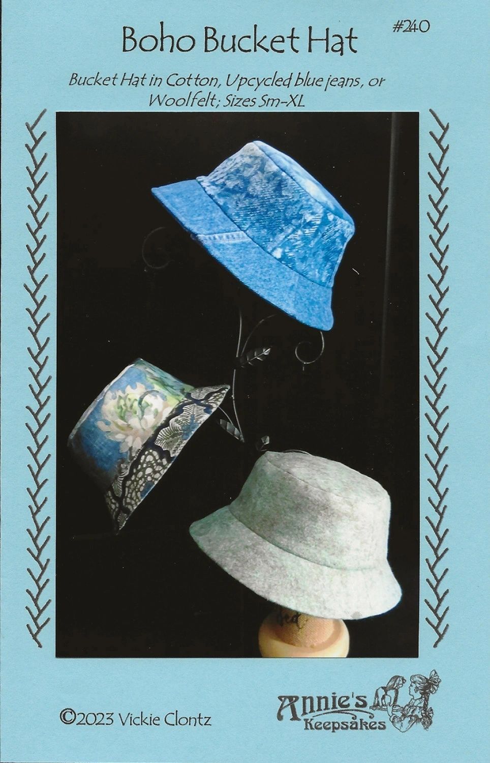 Boho Bucket Hat # 240AK From Annie's Keepsakes By Clontz, Vickie In Wearables