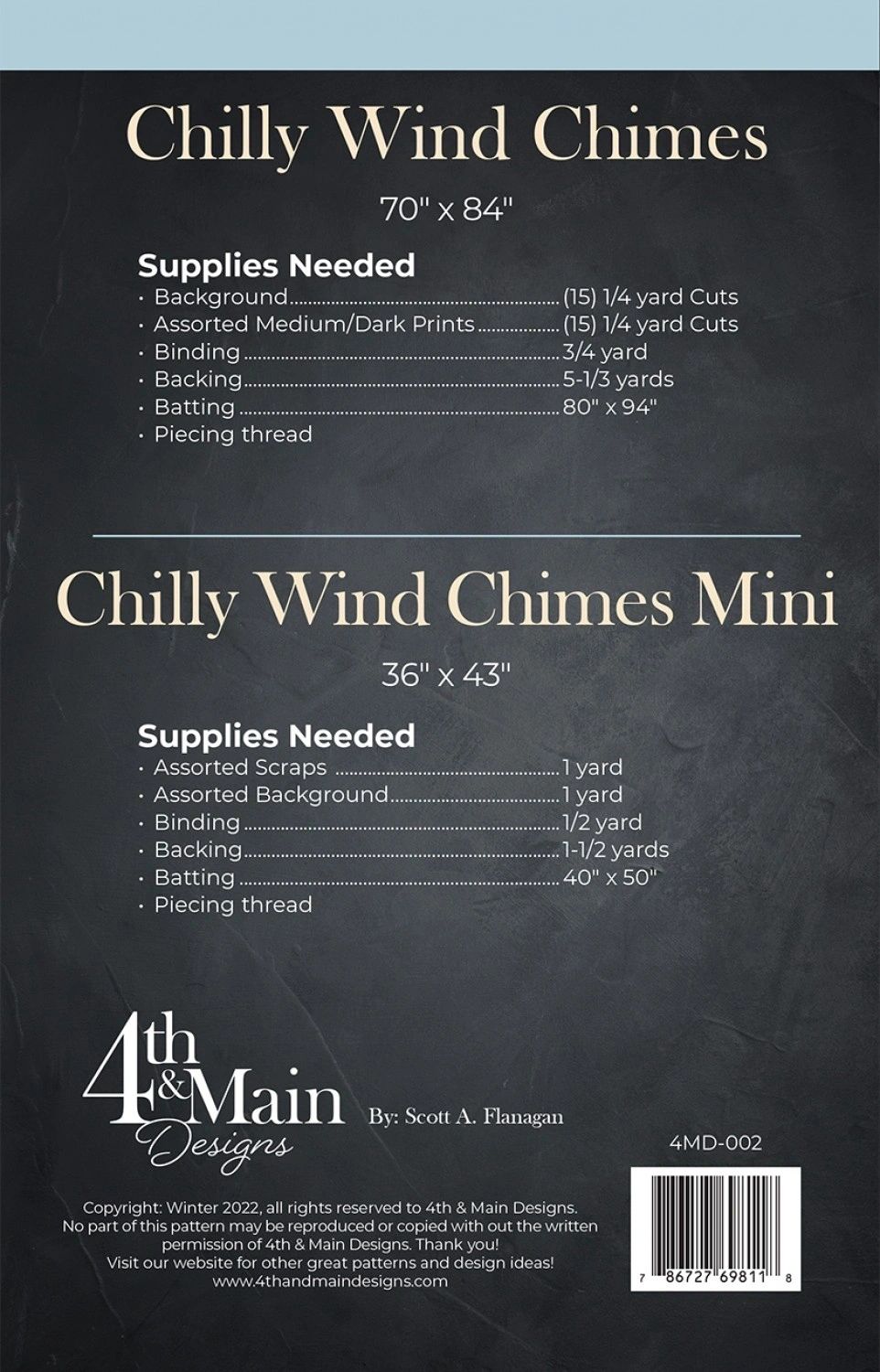 Chilly Wind Chimes # 4MD-002 From 4th & Main By Flanagan, Scott A In Quilts