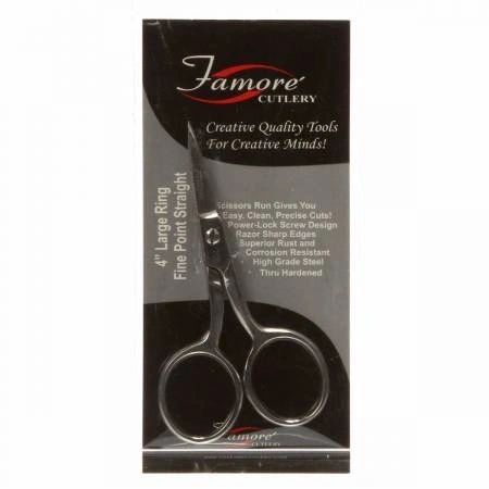 Famore 4in Large Ring Fine Point Straight Embroidery Scissor # 708SP