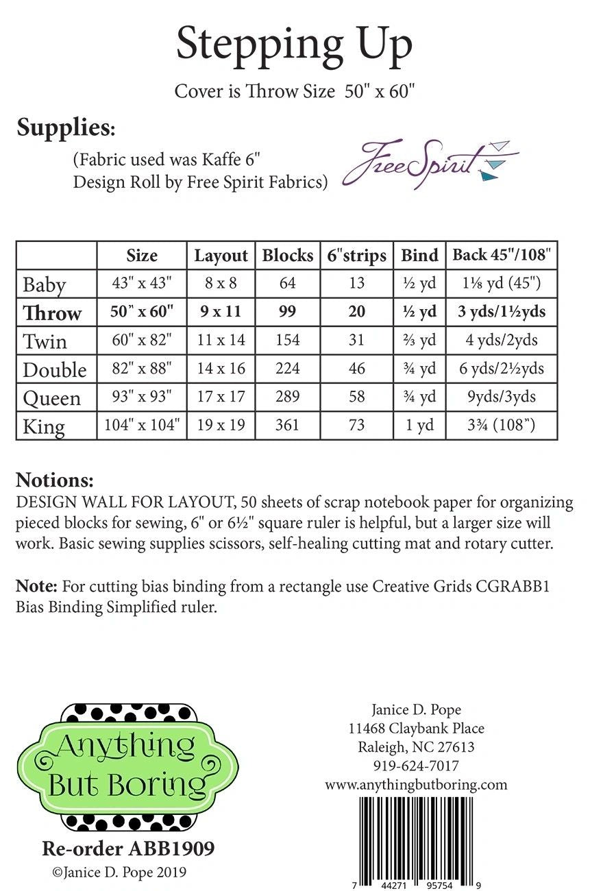 Stepping Up # ABB1909 From Anything But Boring In Quilts