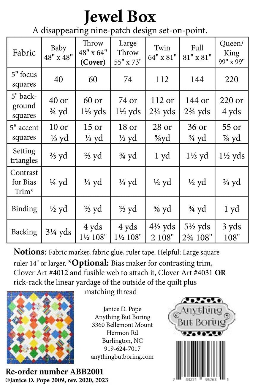 Jewel Box # ABB2001 From Anything But Boring By Pope, Janice In Quilts