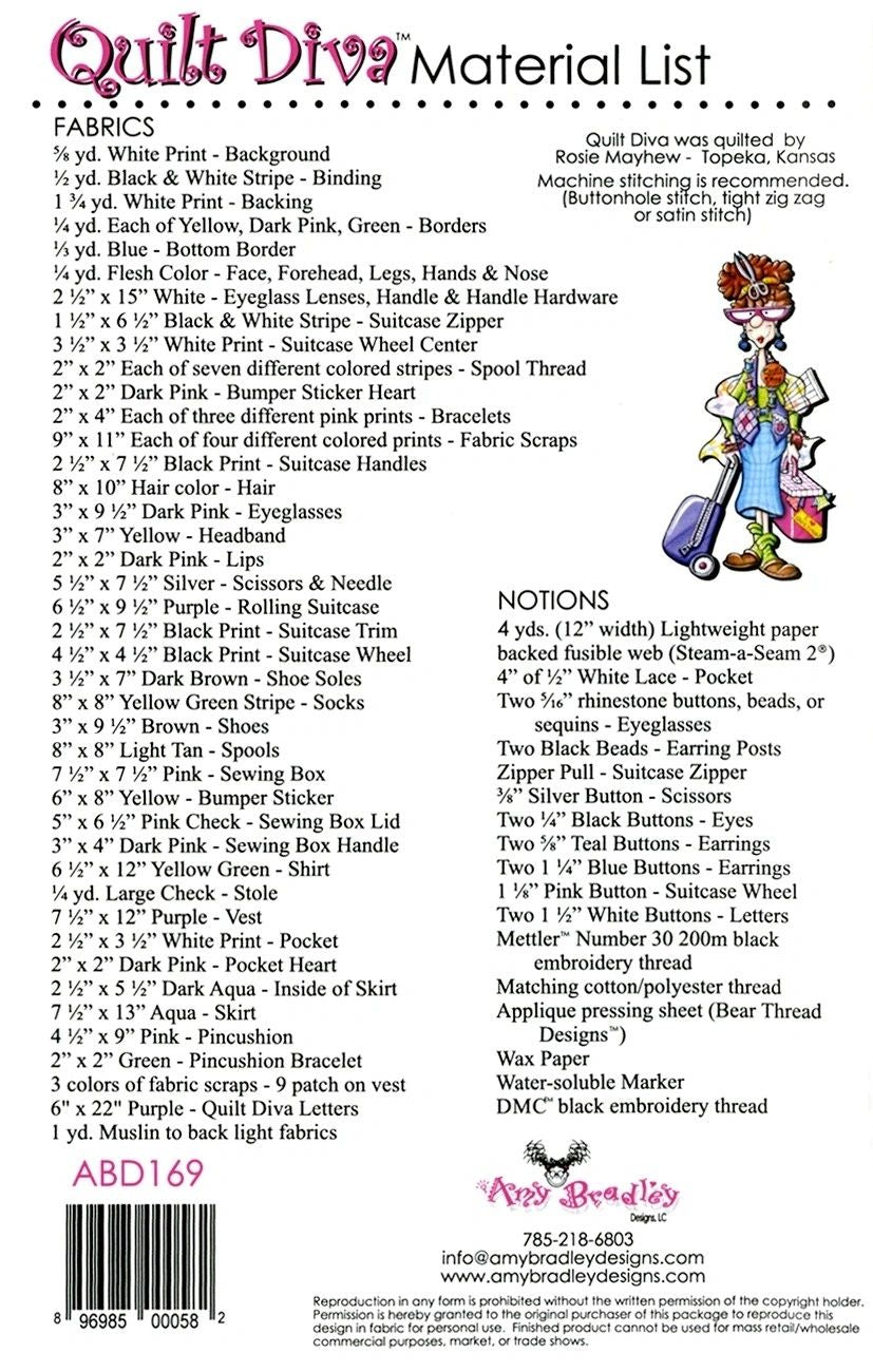 Quilt Diva (includes Quilt Diva button) # ABD169