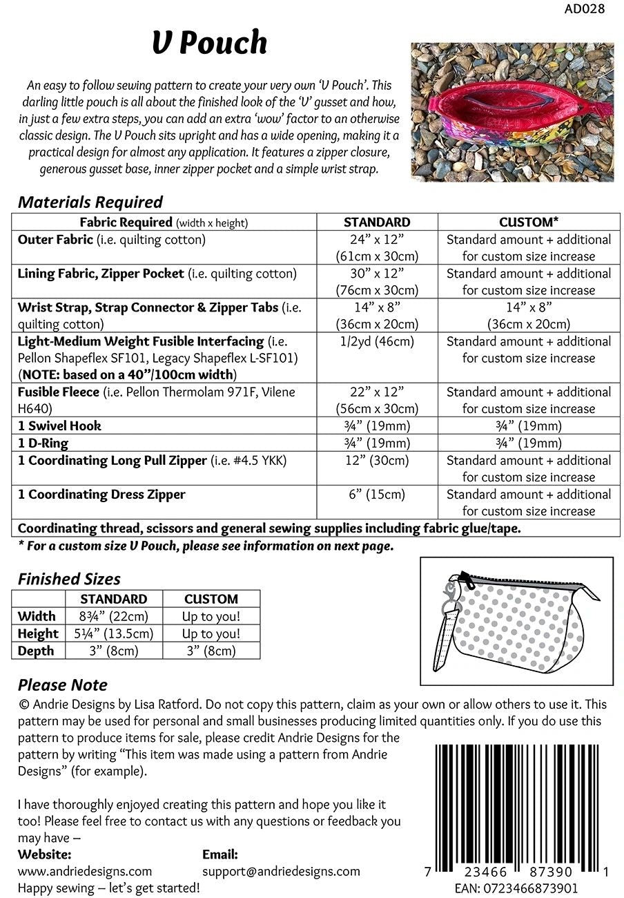 V Pouch # AD028 From Andrie Designs In Bags, Purses, Totes & Electronic Covers