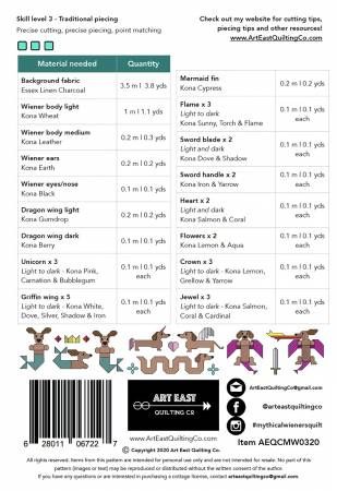 Mythical Wieners Quilt Pattern # AEQCMW0320