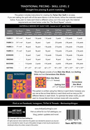 Tartan Star Quilt Pattern # AETS1123, From Art East Quilting CO In Quilts