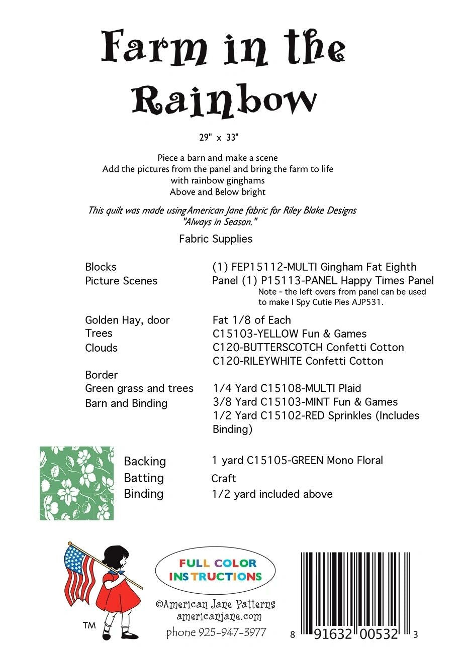 Farm in the Rainbow # AJP532 From American Jane Patterns By Klop, Sandy In Quilts