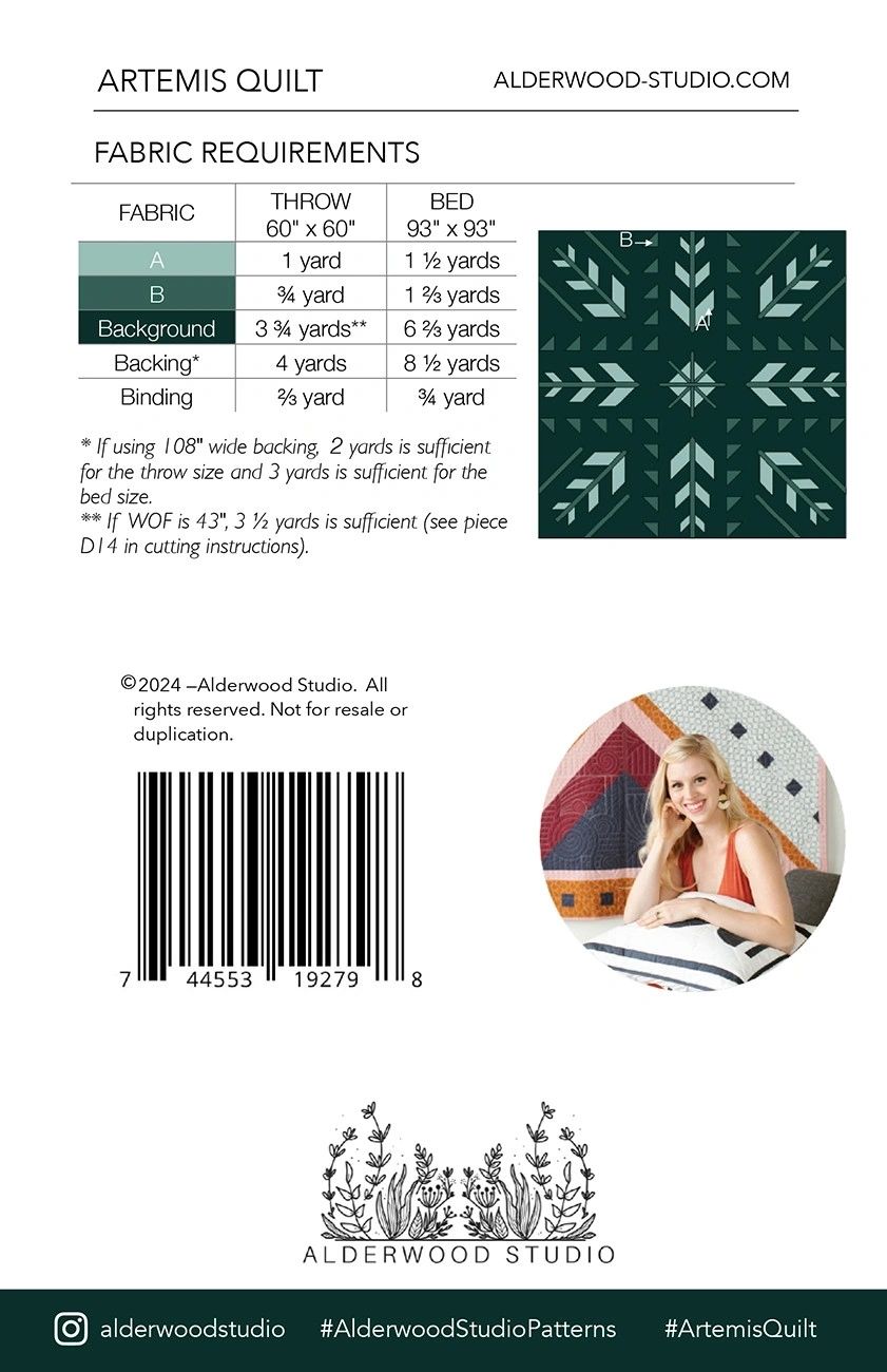 Artemis Quilt Pattern # ALD-ARTEMIS From Alderwood Studio Patterns By Elliot, Amber In Quilts