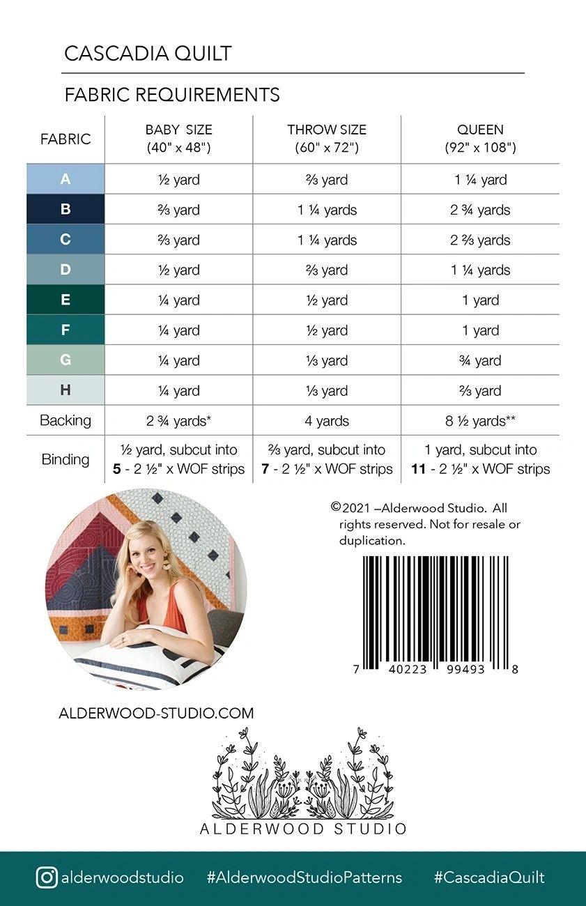 Cascadia Quilt Pattern # ALD-CASCADIA From Alderwood Studio Patterns By Elliot, Amber In Quilts