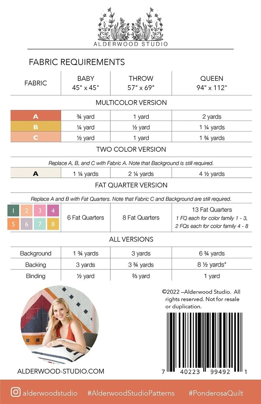 Ponderosa Quilt Pattern # ALD-PONDEROSA From Alderwood Studio Patterns By Elliot, Amber In Quilts