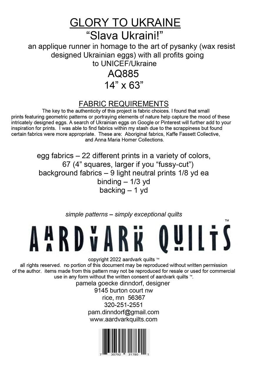 Glory to Ukraine # AQ886 From Aardvark Quilts By Dinndorf, Pamela In Quilts