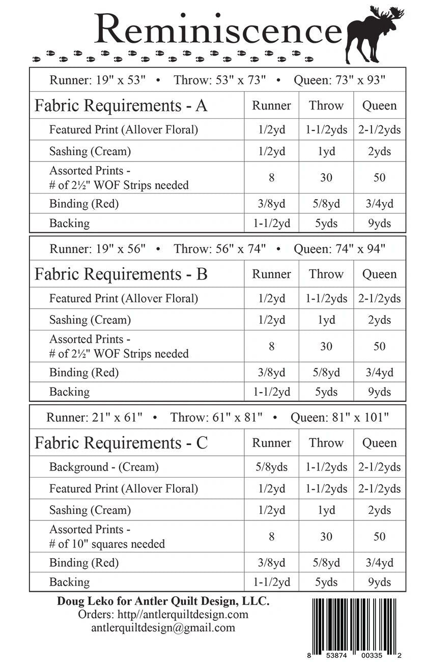 Reminiscence # AQD0264 From Antler Quilt Design By Leko, Doug In Quilts