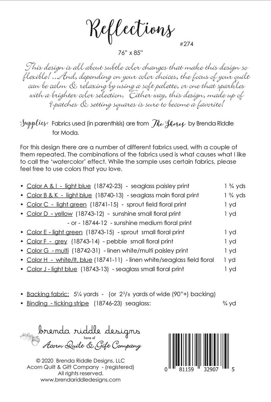 Reflections # AQG274 From Acorn Quilt & Gift Company By Riddle, Brenda In Quilts