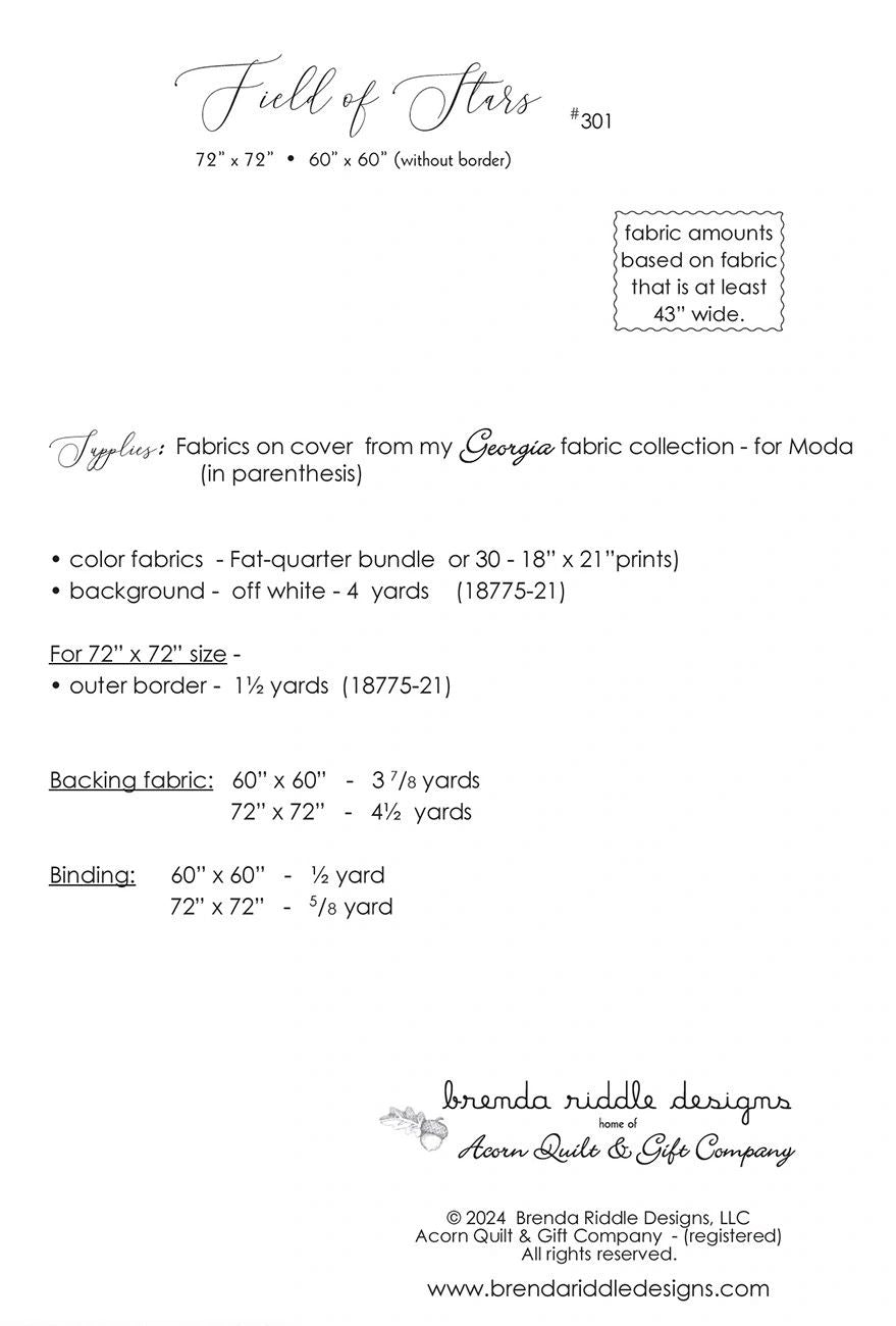 Field of Stars # AQG301 From Acorn Quilt & Gift Company In Quilts