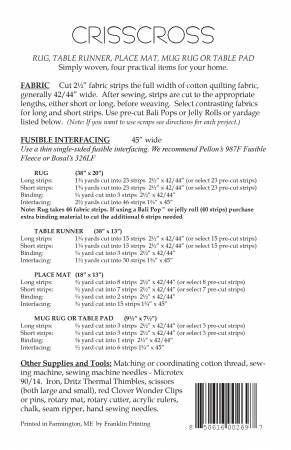 Crisscross # AT269, From Aunties Two By McLeod, Carol In Placemats, Table Runners & Toppers