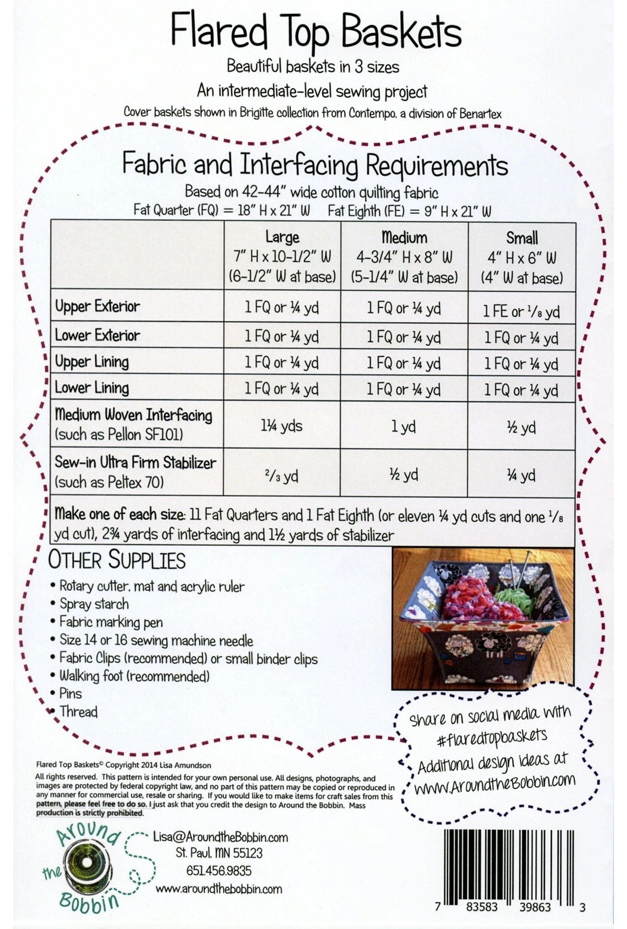 Flared Top Baskets # ATB142 From Around the Bobbin By Amundson, Lisa In Craft