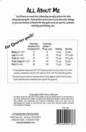 All About Me # ATK136, From Atkinson Designs By Atkinson, Terry In Quilts