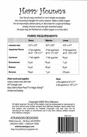 Happy Holidays # ATK147, From Atkinson Designs By Atkinson, Terry In Tree Skirt