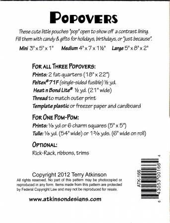 Popovers # ATK166, From Atkinson Designs By Atkinson, Terry In Craft