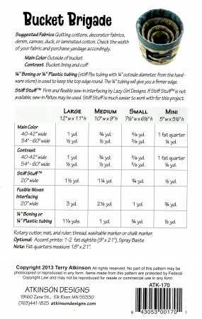 Bucket Brigade # ATK170,From Atkinson Designs By Atkinson, Terry In Craft