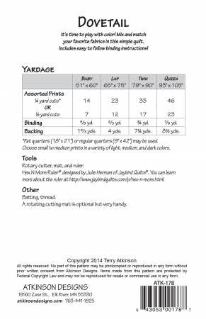 Dovetail # ATK178, From Atkinson Designs By Atkinson, Terry In Quilts