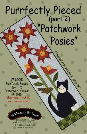 Purrfectly Pieced 2 Patchwork Posies # ATN1502, From All Through The Night By Sullivan, Bonnie In Placemats, Table Runners & Toppers