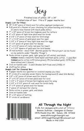 Joy # ATN1609, From All Through The Night By Sullivan, Bonnie In Pillows and Rugs