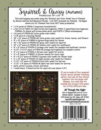 Squirrel it Away Autumn # ATN1816, From All Through The Night In Quilts