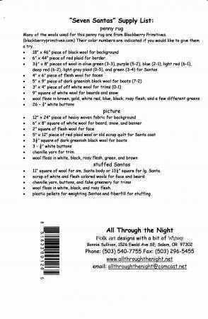 Seven Santas # ATN502, From All Through The Night By Sullivan, Bonnie In Wall Hanging