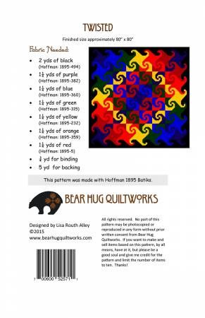 Twisted # BHQ-133, From Bear Hug Quiltworks By Alley, Lisa In Quilts