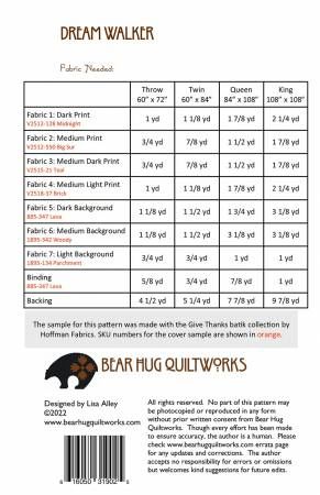 Dream Walker # BHQ-251, From Bear Hug Quiltworks By Alley, Lisa In Quilts